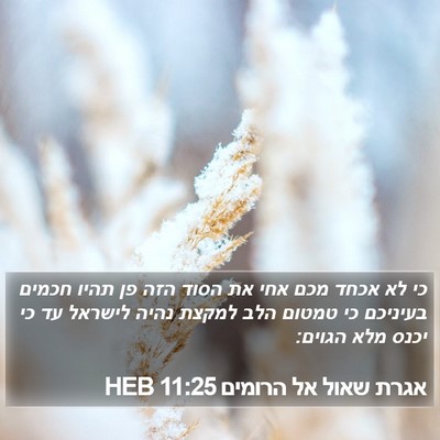 אגרת שאול אל הרומים 11:25 HEB Bible Verse Image