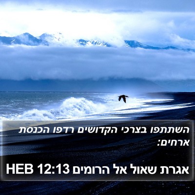 אגרת שאול אל הרומים 12:13 HEB Bible Verse Image
