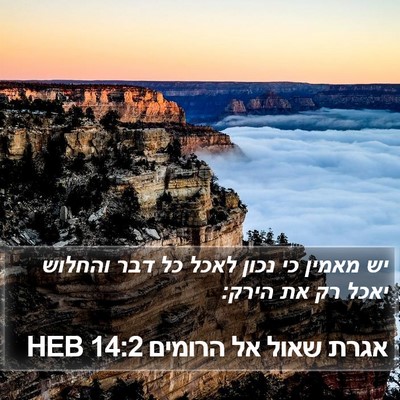 אגרת שאול אל הרומים 14:2 HEB Bible Verse Image