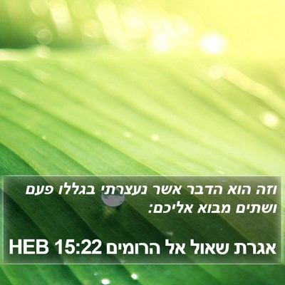 אגרת שאול אל הרומים 15:22 HEB Bible Verse Image