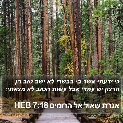 אגרת שאול אל הרומים 7:18 HEB Bible Verse Image