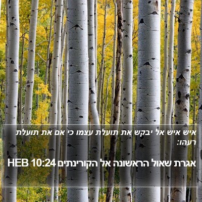 אגרת שאול הראשונה אל הקורינתים 10:24 HEB Bible Verse Image
