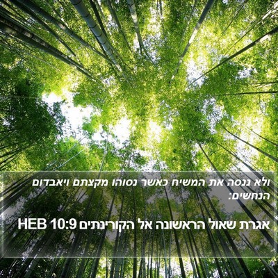 אגרת שאול הראשונה אל הקורינתים 10:9 HEB Bible Verse Image