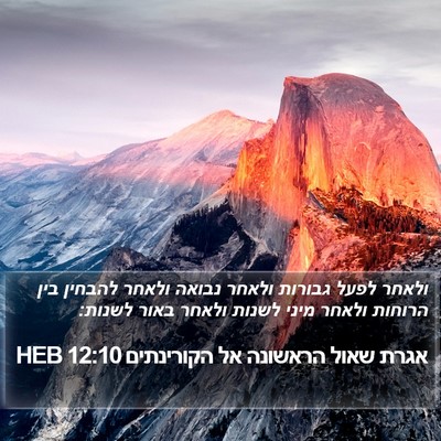 אגרת שאול הראשונה אל הקורינתים 12:10 HEB Bible Verse Image