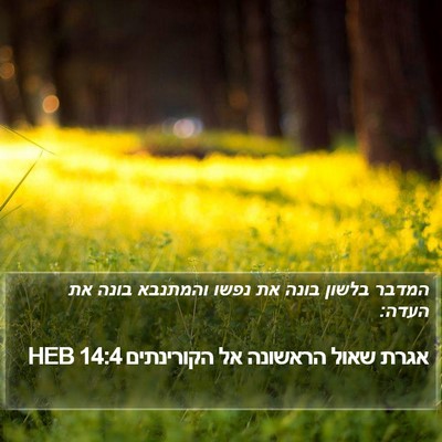 אגרת שאול הראשונה אל הקורינתים 14:4 HEB Bible Verse Image
