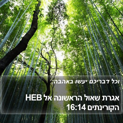 אגרת שאול הראשונה אל הקורינתים 16:14 HEB Bible Verse Image