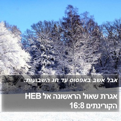 אגרת שאול הראשונה אל הקורינתים 16:8 HEB Bible Verse Image