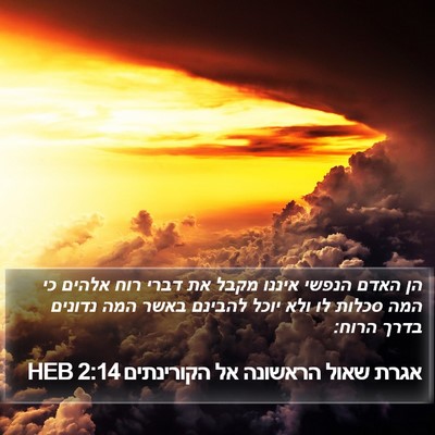 אגרת שאול הראשונה אל הקורינתים 2:14 HEB Bible Verse Image