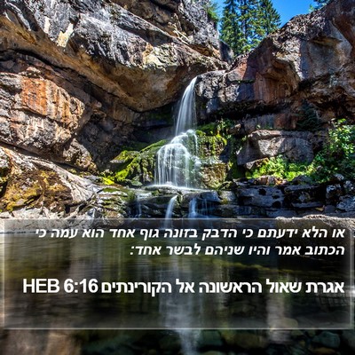 אגרת שאול הראשונה אל הקורינתים 6:16 HEB Bible Verse Image