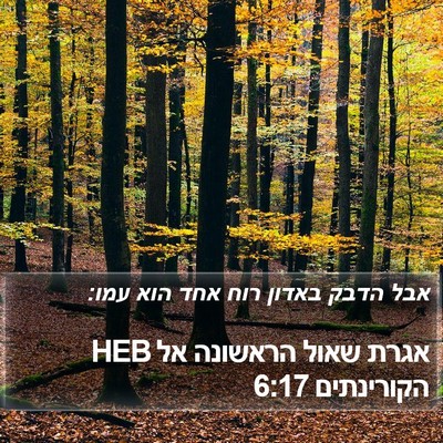 אגרת שאול הראשונה אל הקורינתים 6:17 HEB Bible Verse Image