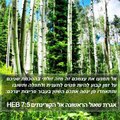 אגרת שאול הראשונה אל הקורינתים 7:5 HEB Bible Verse Image