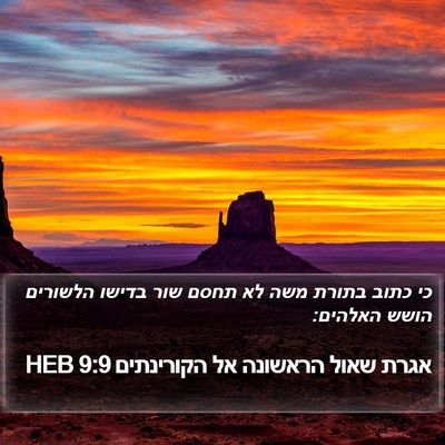 אגרת שאול הראשונה אל הקורינתים 9:9 HEB Bible Verse Image