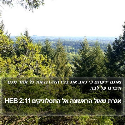 אגרת שאול הראשונה אל התסלוניקים 2:11 HEB Bible Verse Image