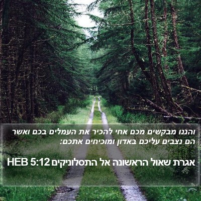 אגרת שאול הראשונה אל התסלוניקים 5:12 HEB Bible Verse Image