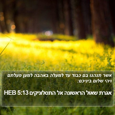 אגרת שאול הראשונה אל התסלוניקים 5:13 HEB Bible Verse Image