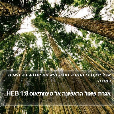 אגרת שאול הראשונה אל טימותיאוס 1:8 HEB Bible Verse Image