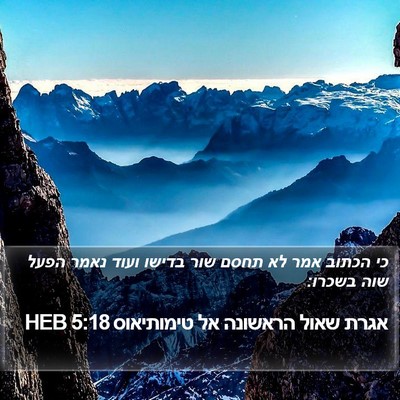 אגרת שאול הראשונה אל טימותיאוס 5:18 HEB Bible Verse Image