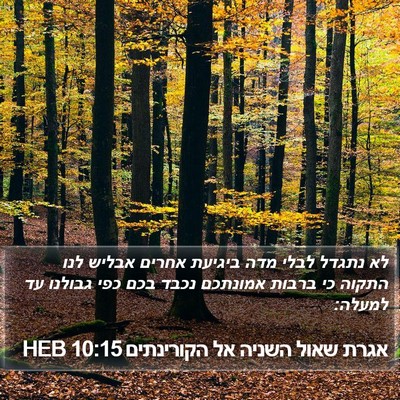 אגרת שאול השניה אל הקורינתים 10:15 HEB Bible Verse Image