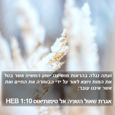 אגרת שאול השניה אל טימותיאוס 1:10 HEB Bible Verse Image