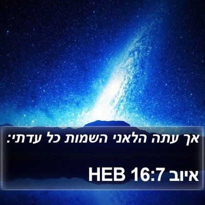 איוב 16:7 HEB Bible Verse Image