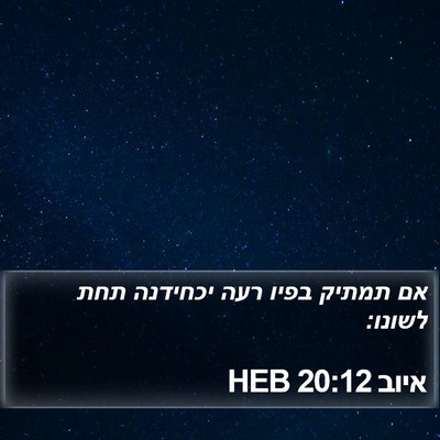 איוב 20:12 HEB Bible Verse Image