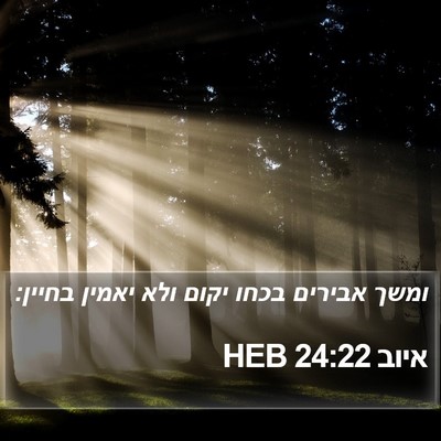 איוב 24:22 HEB Bible Verse Image