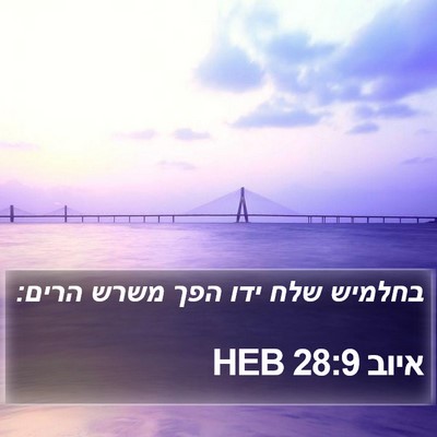 איוב 28:9 HEB Bible Verse Image