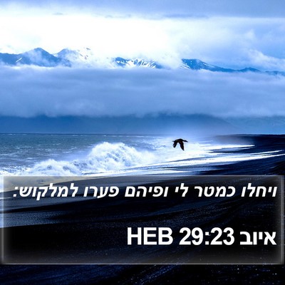 איוב 29:23 HEB Bible Verse Image