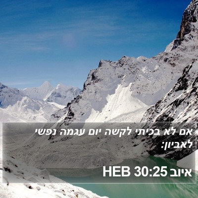 איוב 30:25 HEB Bible Verse Image