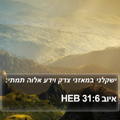 איוב 31:6 HEB Bible Verse Image