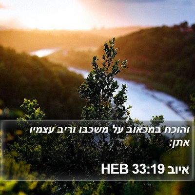 איוב 33:19 HEB Bible Verse Image