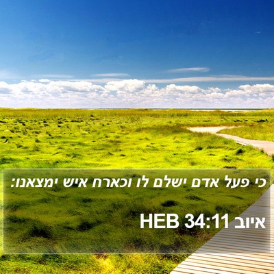 איוב 34:11 HEB Bible Verse Image