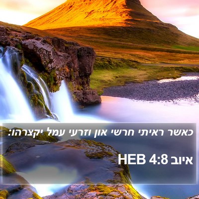 איוב 4:8 HEB Bible Verse Image