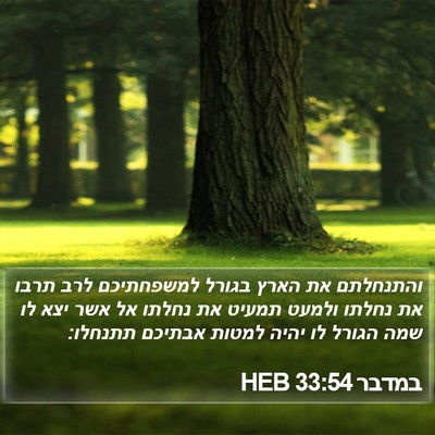 במדבר 33:54 HEB Bible Verse Image