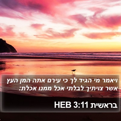בראשית 3:11 HEB Bible Verse Image