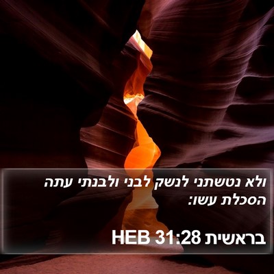 בראשית 31:28 HEB Bible Verse Image