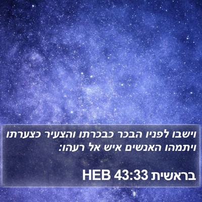 בראשית 43:33 HEB Bible Verse Image