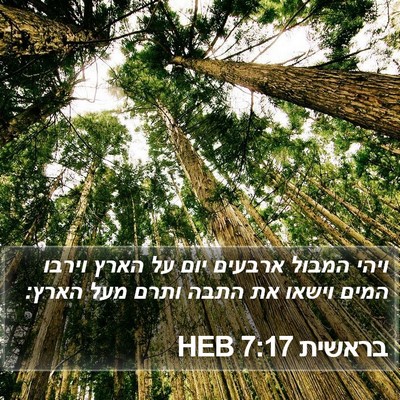 בראשית 7:17 HEB Bible Verse Image