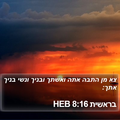 בראשית 8:16 HEB Bible Verse Image