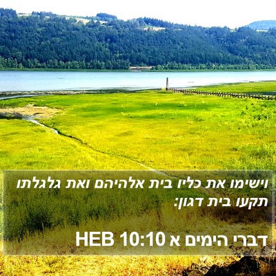 דברי הימים א 10:10 HEB Bible Verse Image