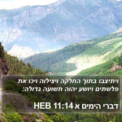 דברי הימים א 11:14 HEB Bible Verse Image