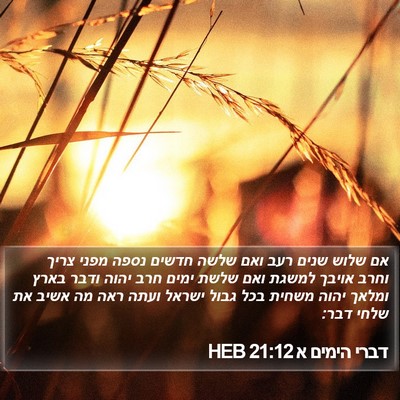 דברי הימים א 21:12 HEB Bible Verse Image