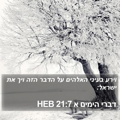 דברי הימים א 21:7 HEB Bible Verse Image