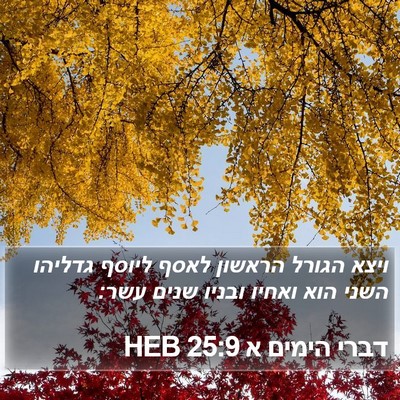 דברי הימים א 25:9 HEB Bible Verse Image