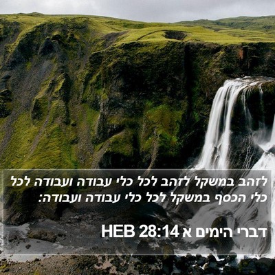 דברי הימים א 28:14 HEB Bible Verse Image