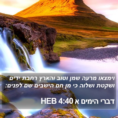 דברי הימים א 4:40 HEB Bible Verse Image
