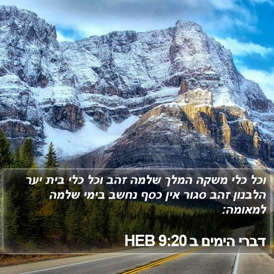 דברי הימים ב 9:20 HEB Bible Verse Image