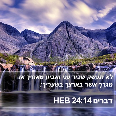 דברים 24:14 HEB Bible Verse Image