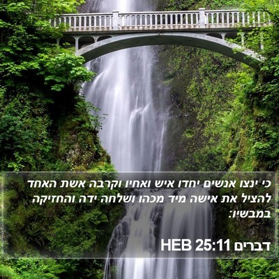 דברים 25:11 HEB Bible Verse Image