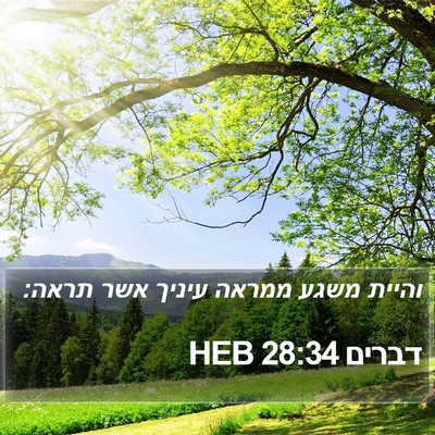 דברים 28:34 HEB Bible Verse Image